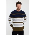 Alexander Gardi Alexandergardı Bisiklet Yaka Renk Bloklu Erkek KAZAK(E23-6710) - 3XL - Haki