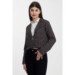 Alexander Gardi Alexandergardı Desenli Crop CEKET(B24-21401) - Siyah - 2XL