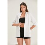 Alexander Gardi Cepli İnce Ceket (B22-32900) - Beyaz - 2XL
