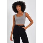 Alexander Gardi Kare Yaka Crop Atlet (A90779-S) - Standart - Gri