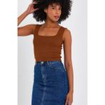 Alexander Gardi Kare Yaka Crop Atlet (A90779-S) - Standart - Taba