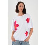ALEXANDERGARDI Çicek Desenli Kadın T-shirt BEYAZ L