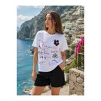 ALEXANDERGARDI Dokulu Çiçek Detaylı Baskılı Kadın T-shirt