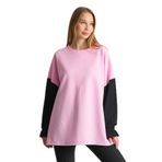 ALEXANDERGARDI Fırfırlı Kol Detaylı Garnili Renk Bloklu Kadın Sweatshirt PEMBE M