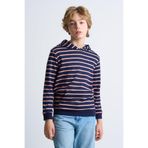 ALEXANDERGARDI Kanguru Cepli Kapüşonlu Çizgili Çocuk Sweatshirt LACİVERT 11-12 Yaş