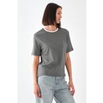 ALEXANDERGARDI Kontrast Yakalı Kadın T-shirt GRİ L