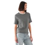 ALEXANDERGARDI Kontrast Yakalı Kadın T-shirt GRİ M