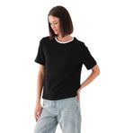 ALEXANDERGARDI Kontrast Yakalı Kadın T-shirt SİYAH L