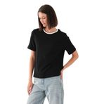 ALEXANDERGARDI Kontrast Yakalı Kadın T-shirt SİYAH S