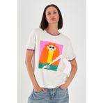 ALEXANDERGARDI Yaka ve Kol Detaylı Baskılı Kadın T-shirt BEYAZ M