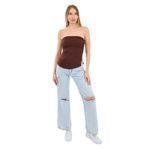 Alexandergardi Yırtmaçlı Straplez Bluz (B24-00226) KAHVERENGİ M