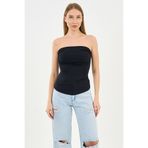 Alexandergardi Yırtmaçlı Straplez Bluz (B24-00226) SIYAH XXL