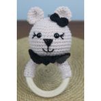Aley Life - Amigurumi Organik Ayıcık Çıngırak Diş Kaşıyıcı - Açık Pembe