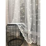Aleyna Home Taç Yıldızlı Çocuk Odası Tül Perde Kullanıma Hazır Ekstraforlu Pilesiz Krem - 70 x 200 cm - Kırık Beyaz