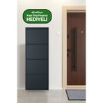 Alezy Dört Katlı Duvara Sabitlenebilir Metal Ayakkabılık 40x60 Cm Kapı Paspası Hediyeli
