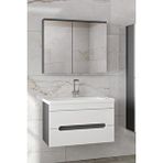 Alfa Banyo Alpi 80 Cm Seramik Lavabolu Banyo Dolabı Seti-mdf Antrasit