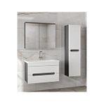 Alfa Banyo Alpi (80+35)-115 Cm Mdf Boy Dolaplı Lavabolu Banyo Dolabı Seti Beyaz