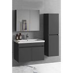 Alfa Banyo Antasit 65 Cm + 35 Cm Mdf Boy Dolaplı Seramik Lavabolu Ayna Dolaplı Banyo Dolabı Takımı Antrasit
