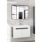 Alfa Banyo Ardi 80 cm Seramik Lavabolu Banyo Dolabı Seti-Mdf-Hazır Kurulu--