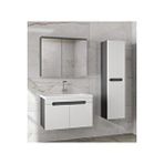Alfa Banyo Ardi (80+35) 115 Cm Mdf Boy Dolaplı Lavabolu Banyo Dolabı Seti Beyaz