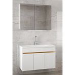 Alfa Banyo Beyaz 80 Cm Mdf Ayna Dolaplı-seramik Lavabolu Banyo Dolabı