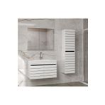 Alfa Banyo Dark Line (80 35) 115 cm Ayna Dolaplı Boy Dolaplı Lavabolu Mdf Banyo Dolabı Seti-Hazır Kurulu-