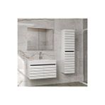 Alfa Banyo Dark Line (80 35) 115 Cm Ayna Dolaplı Boy Dolaplı Lavabolu Mdf Banyo Dolabı Seti-hazır Kurulu- Beyaz