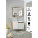 Alfa Banyo Delta Safir 80 cm Komple Mdf, Lavabolu Banyo Dolabı Seti-Hazır Kurulu