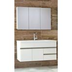 Alfa Banyo Esen Beyaz 100 Cm Lavabolu Banyo Dolabı Takımı-Mdf-