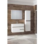 Alfa Banyo Esen Beyaz (80+35) 115 Cm Ayna Ve Boy Dolaplı Lüx Banyo Takımı-Hazır Kurulu