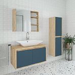 Alfa Banyo Esila 80 Cm + 35 Cm Boy Dolaplı -mdf-seramik Lavabolu Banyo Dolabı Takımı Meşe