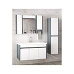 Alfa Banyo Estella 100+35 (135 ) Cm Mdf-Boy Dolaplı Aynalı Seramik Lavabolu Banyo Dolabı Takımı Antrasit