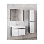 Alfa Banyo Estella-ea 65 Cm + 35 Cm Mdf-ayna Dolaplı, Seramik Lavabolu Banyo Dolabı Takımı Antrasit