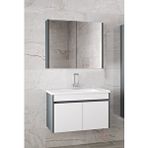 Alfa Banyo Estella Ea-65 Cm Mdf-ayna Dolaplı, Seramik Lavabolu Banyo Dolabı Takımı Antrasit