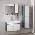 Alfa Banyo Estella-oa 65 Cm + 35 Cm Mdf-boy Dolaplı-seramik Lavabolu Banyo Dolabı Takımı Antrasit