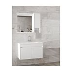 Alfa Banyo Estella Oa-Beyaz-65 Cm Mdf-Ayna Dolaplı, Seramik Lavabolu Banyo Dolabı Takımı