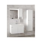 Alfa Banyo Estella-Oa Beyaz 80+35 Cm Mdf-Aynalı Boy Dolaplı-Lavabolu Banyo Dolabı
