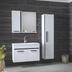 Alfa Banyo Gold Beyaz Siyah (80+35) 115 cm Boy Dolaplı lavabolu banyo dolabı-Banyo Takımı - Beyaz - Siyah