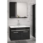 Alfa Banyo Gold Siyah Gri 65 cm Mdf-Lavabolu Banyo Dolabı Seti-Hazır Kurulu-