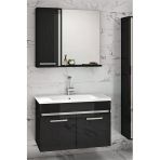 Alfa Banyo Gold Siyah Gri 65 Cm Mdf-Lavabolu Banyo Dolabı Seti