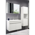 Alfa Banyo Luiza 80 Cm + 35 Cm Mdf Aynalı, Boy Dolaplı Seramik Lavabolu Banyo Dolabı Takımı Beyaz