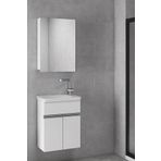 Alfa Banyo Miniço-b Ebeveyn 45 Cm X 28 Cm Ayna Dolaplı Seramik Lavabolu Mdf Banyo Dolabı Seti**hazır Kurulu**