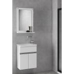 Alfa Banyo Miniço-Beyaz Ebeveyn 45 cm x 28 cm Aynalı Lüx Lavabolu Banyo Dolabı- 1. Sınıf Mdf-Beyaz - 8699762777751