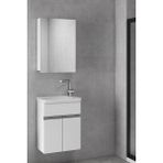 Alfa Banyo Miniço-SB-Ebeveyn 45 cm x 28 cm Ayna Dolaplı Lüx Lavabolu Banyo Dolabı - 8699762777754 - Beyaz
