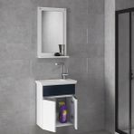 Alfa Banyo Miniço-Sb Ebeveyn 45 cm x 28 cm Aynalı Lüx Lavabolu Banyo Dolabı- 1. Sınıf Mdf-Beyaz Siyah