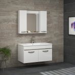 Alfa Banyo Safir Beyaz 100 cm Komple Mdf Banyo Takımı-lavabolu banyo dolabı