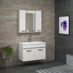 Alfa Banyo Safir Beyaz 80 cm lavabolu banyo dolabı -Banyo Takımı