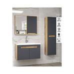 Alfa Banyo Santi (80+35) 115 Cm Komple Mdf, Lavabolu Boy Dolaplı Banyo Dolabı Seti-hazır Kurulu Antrasit