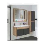 Alfa Banyo Serena Ea 80 Cm Seramik Lavabolu Banyo Dolabı Seti, Boy Dolaplı, Mdf, (80+35) 115 Cm