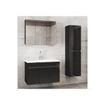 Alfa Banyo Siyah 100+35 Cm Mdf-aynalı Seramik Lavabolu Banyo Dolabı Takımı